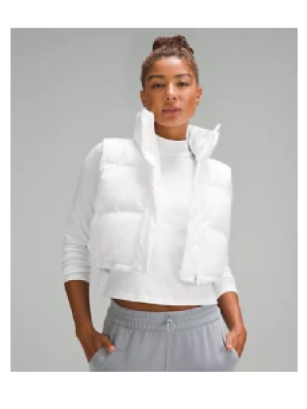 Lululemon White Cropped Puffer Vest sz 6